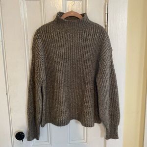 Ann Taylor Cable Knit Pullover Sweater - Mock Neck Cropped Oversized Medium